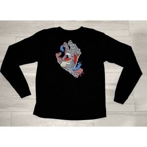 Santa Cruz NHS Shirt Large Black Screaming Hand Long Sleeve Skate T EUC
